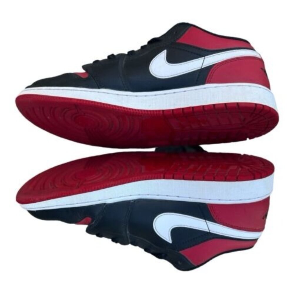 Air Jordan 1 Low Bred Toe Shoes Size 6.5Y Black/Red/White Leather Youth Basketba